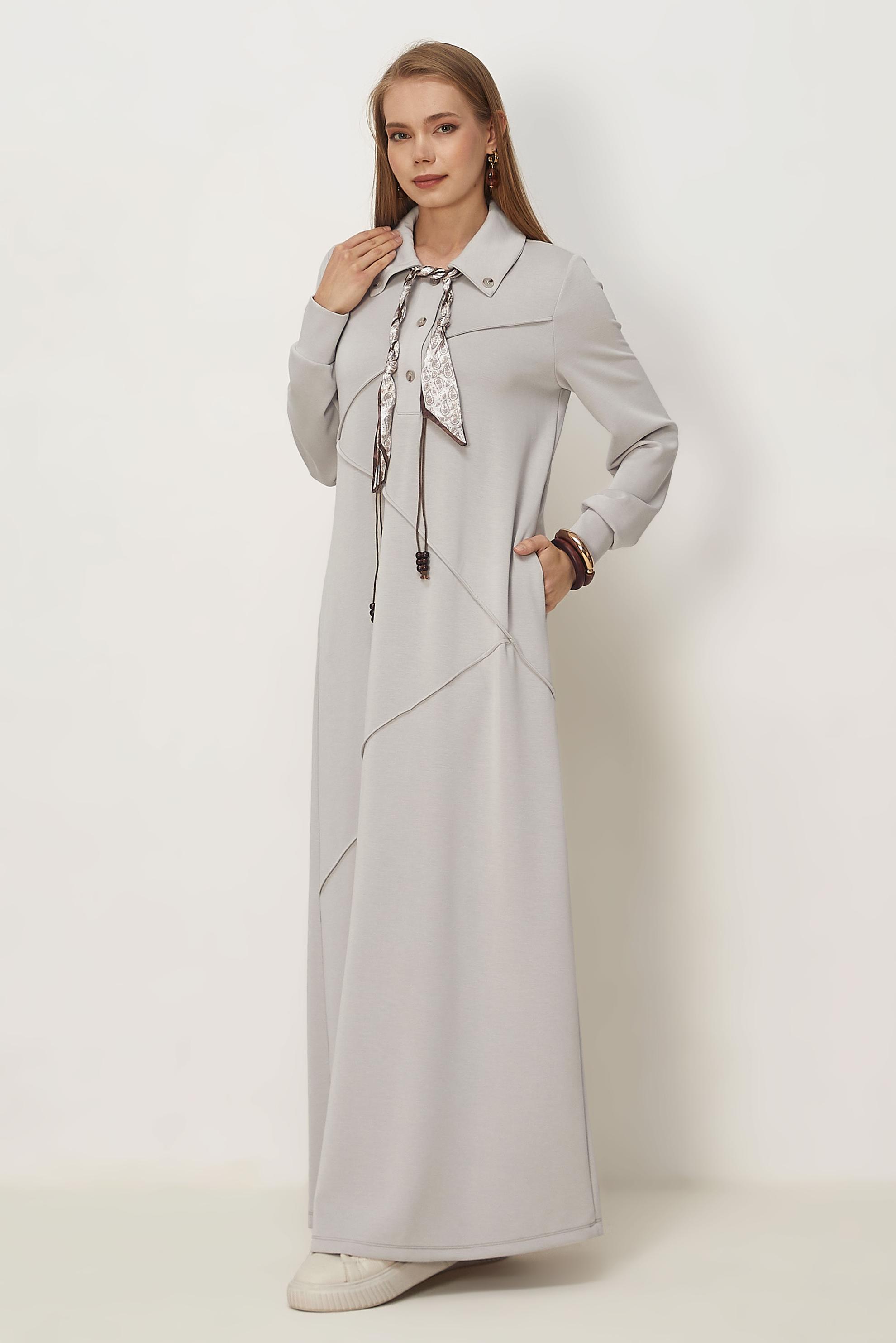 Vêtements hijab BEIGE ROBE DE SURVÊTEMENT AVEC DÉTAIL FOULARD 46476
