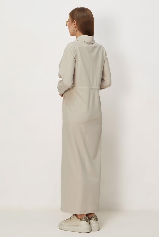 Vêtements hijab BEIGE ROBE DE SURVÊTEMENT EN MODAL 46477 - ALVİNA
