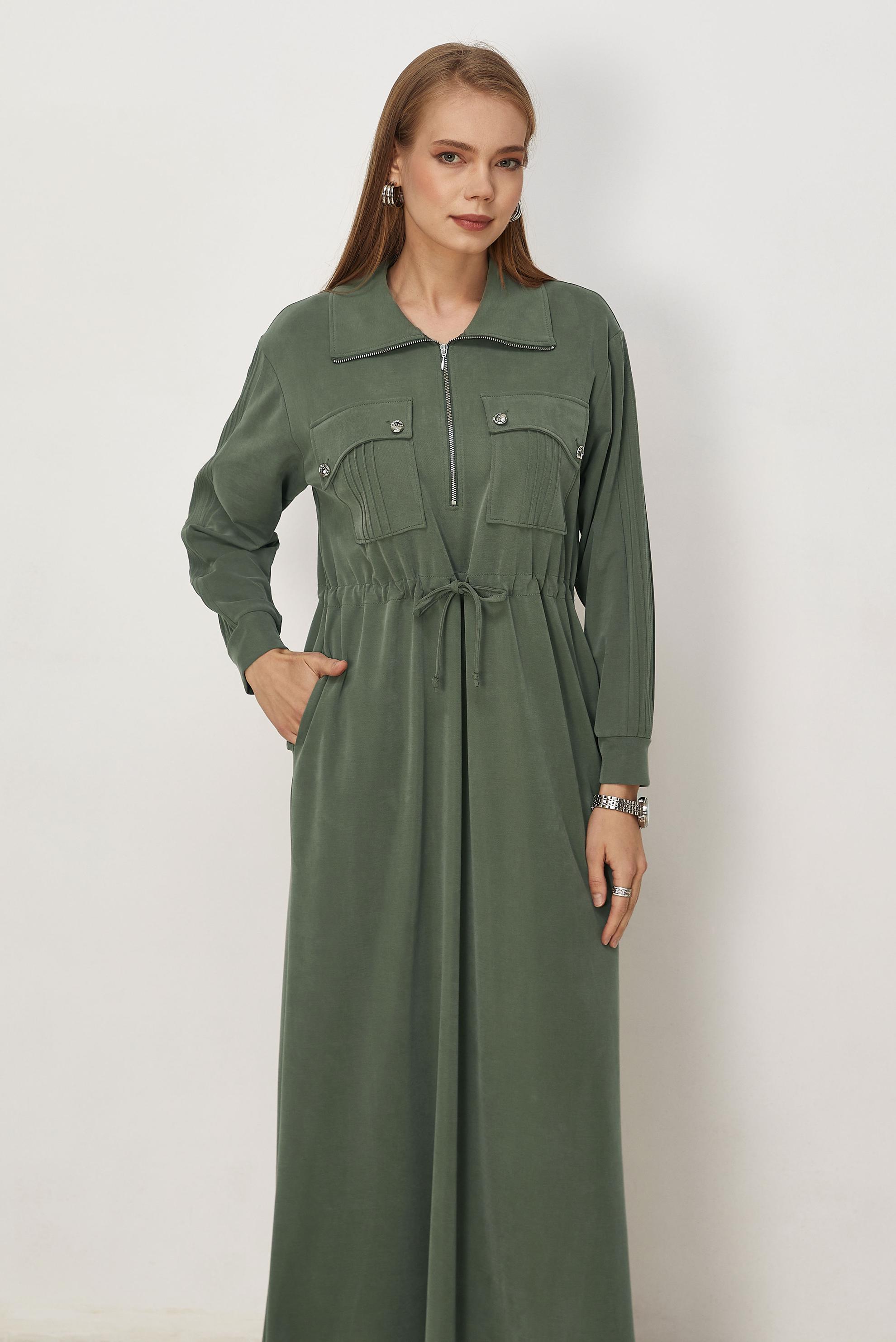 Vêtements hijab KAKI ROBE DE SURVÊTEMENT EN MODAL 46477