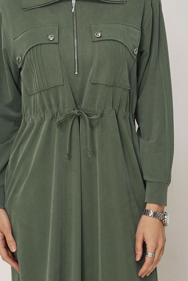 Vêtements hijab KAKI ROBE DE SURVÊTEMENT EN MODAL 46477 - ALVİNA