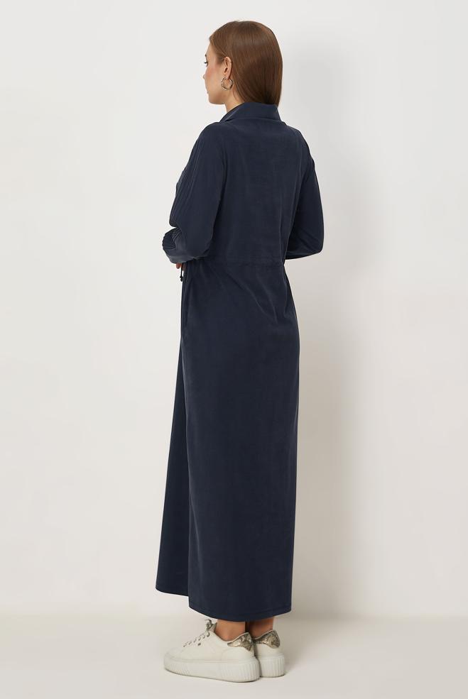 Vêtements hijab BLEU MARINE ROBE DE SURVÊTEMENT EN MODAL 46477 - ALVİNA