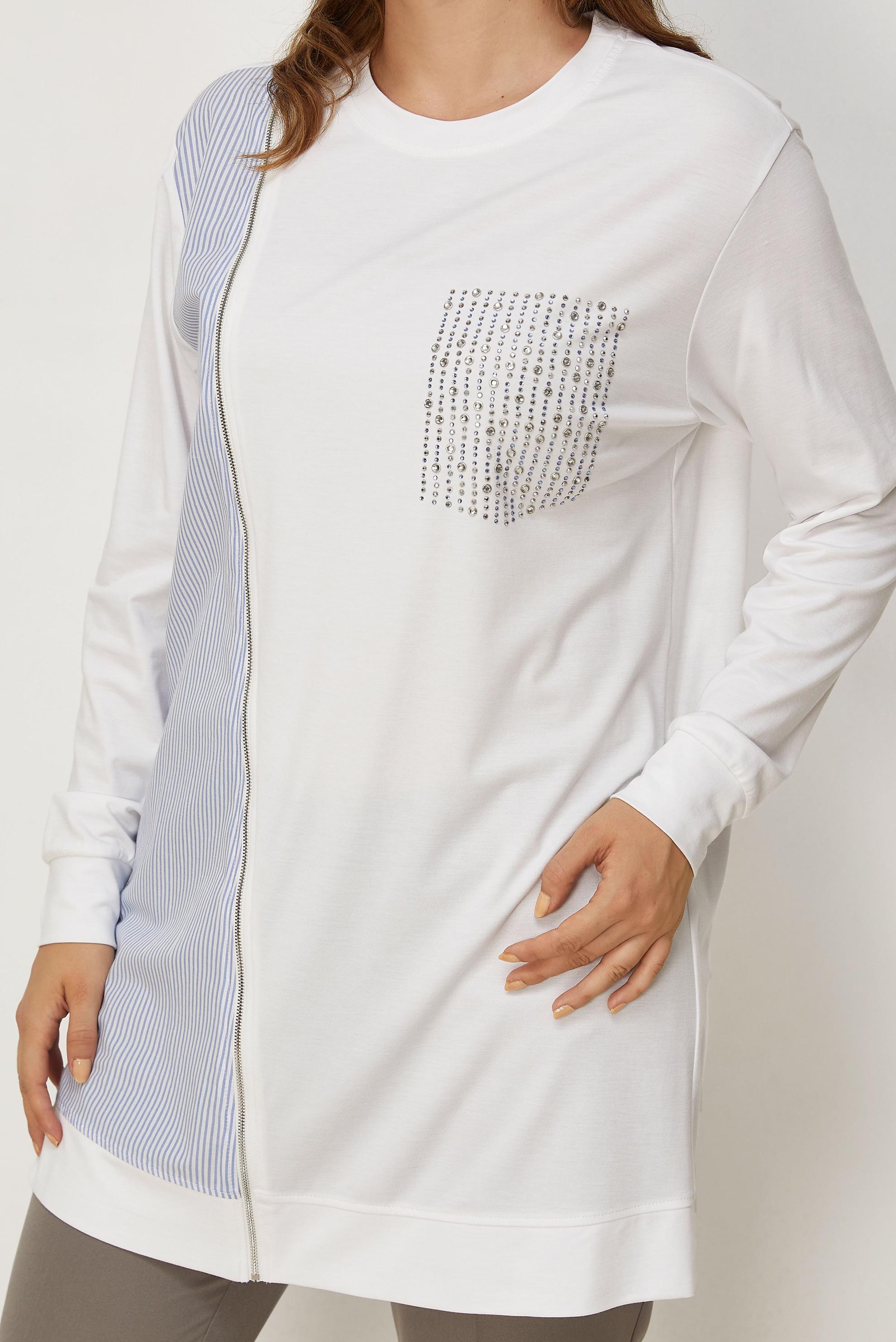 Vêtements hijab BLANC TUNIQUE DE SURVÊTEMENT DÉTAIL GEMME 46671