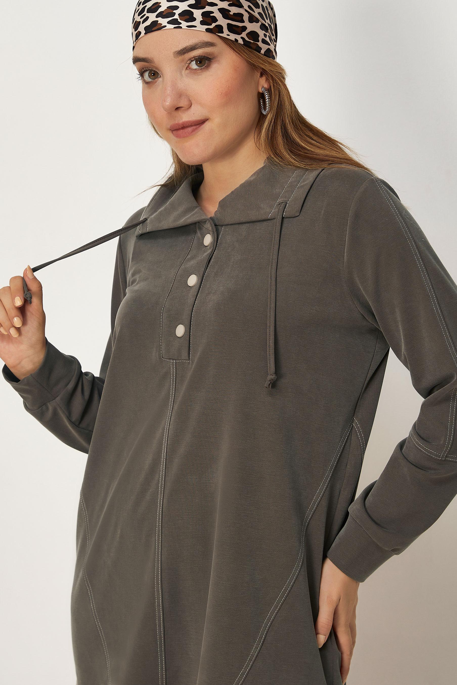 Vêtements hijab BRUN TUNIQUE DE SURVÊTEMENT COL CHEMISE 46713