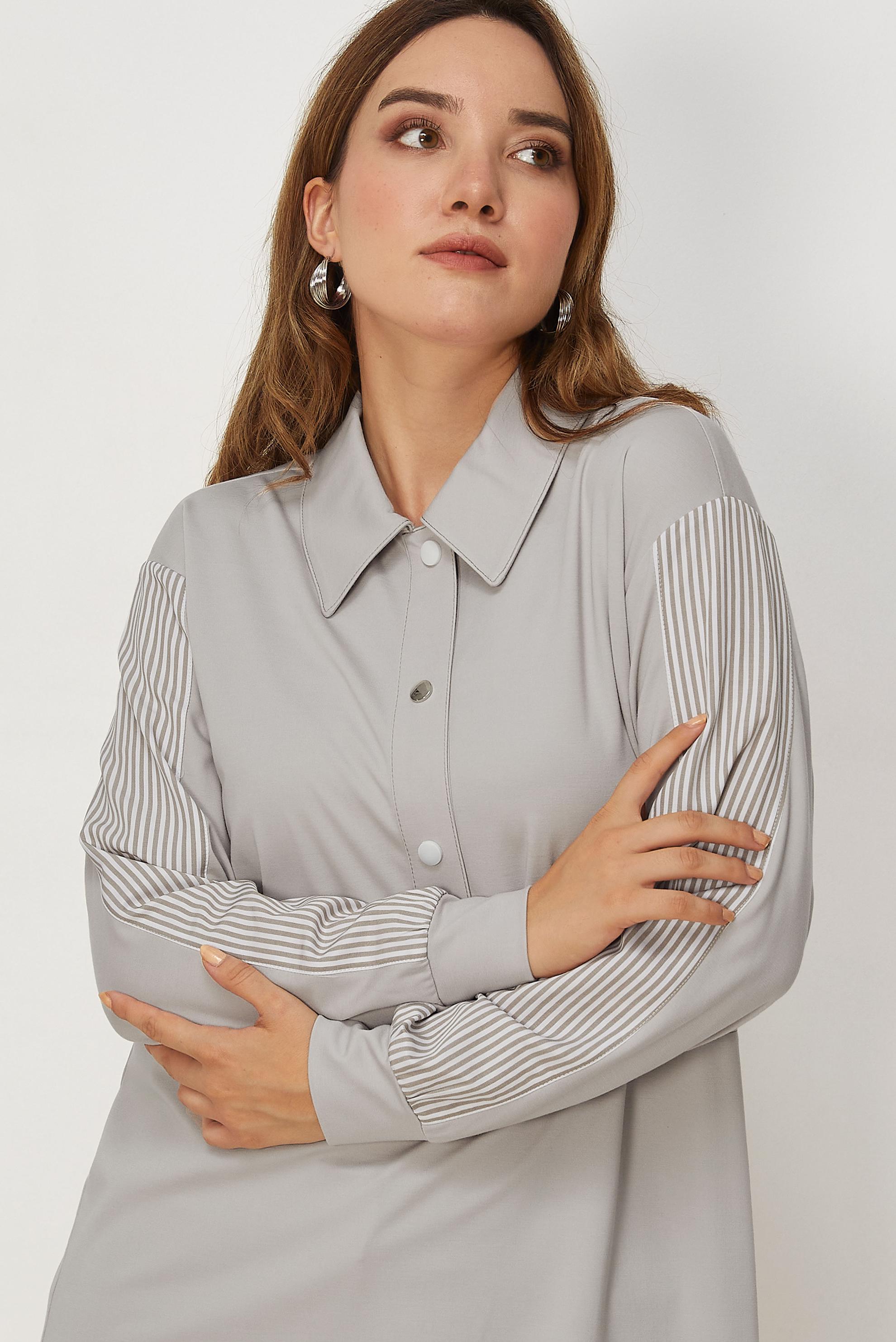 Vêtements hijab BEIGE TUNIQUE DE SURVÊTEMENT COL CHEMISE 46714