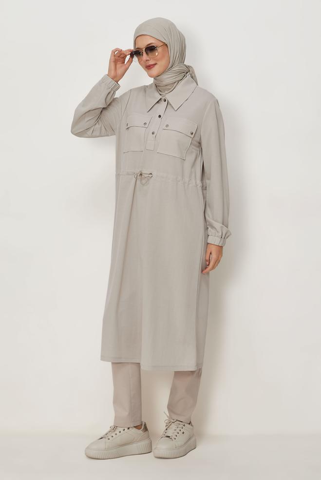 Tesettür giyim KAHVE 46768 FENDİ EŞOFMAN TUNİK 38-46 TEK 40 - ALVİNA