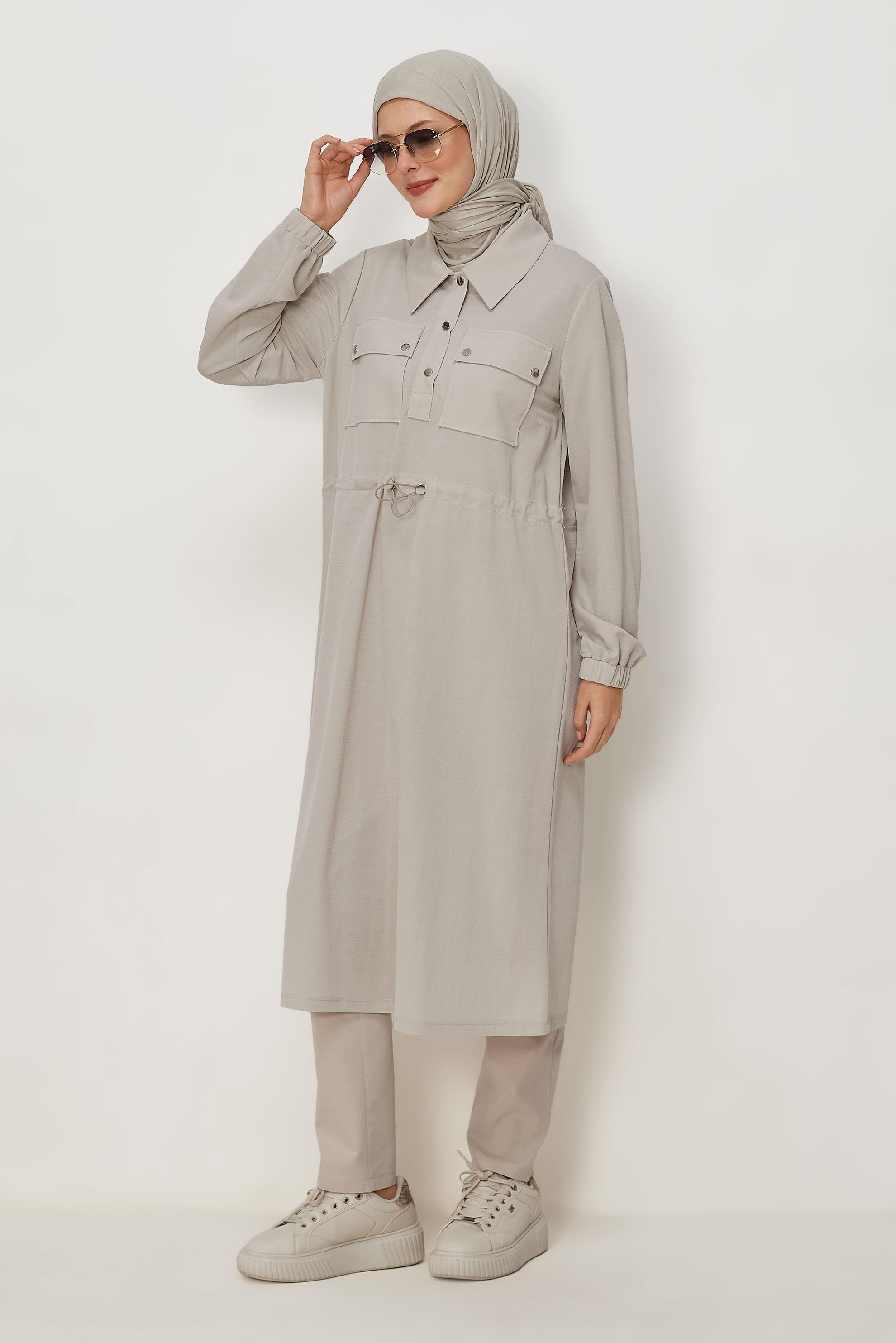 Tesettür giyim KAHVE 46768 FENDİ EŞOFMAN TUNİK 38-46 TEK 40