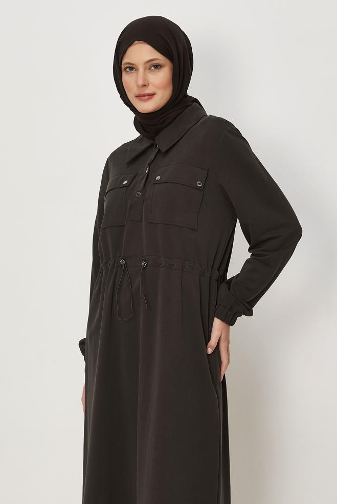 Tesettür giyim KAHVE 46768 FENDİ EŞOFMAN TUNİK 38-46 TEK 40 - ALVİNA