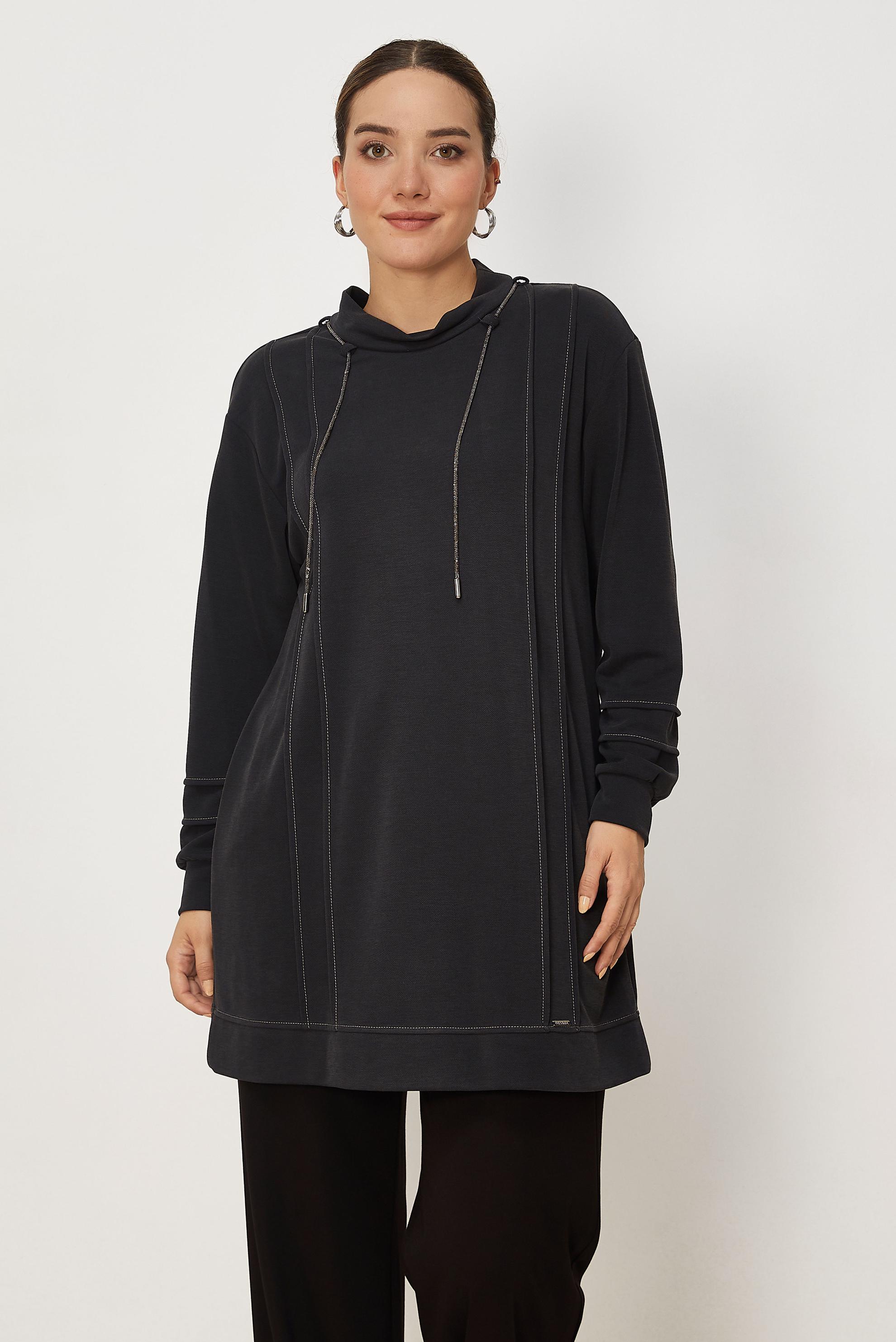 Tesettür giyim SİYAH 46771 CUPRA MODAL ÖRME EŞOF.TUNİK 38-46 TEK 40