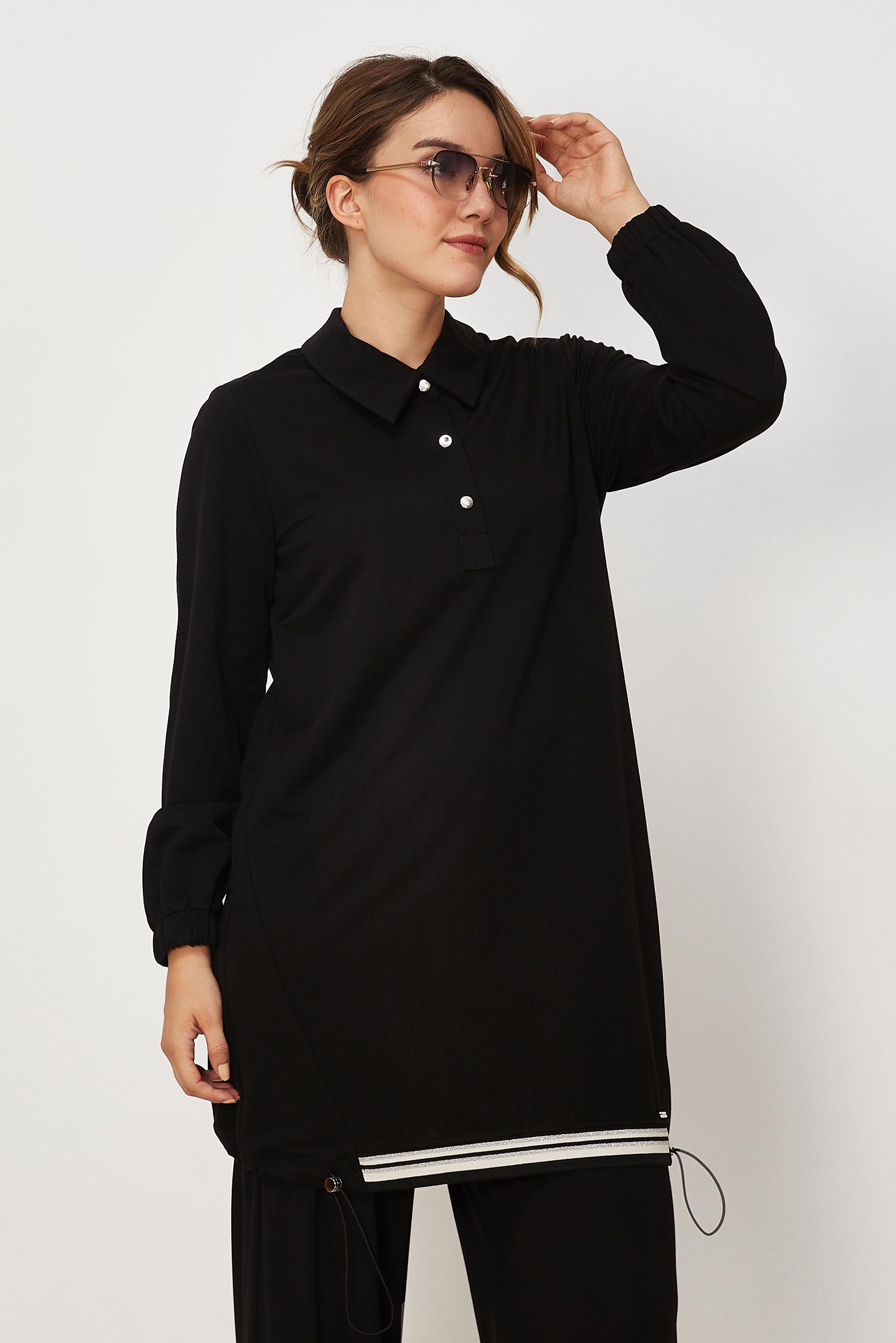 Tesettür giyim SİYAH 46772 FENDİ EŞOFMAN TUNİK 38-46 TEK 40