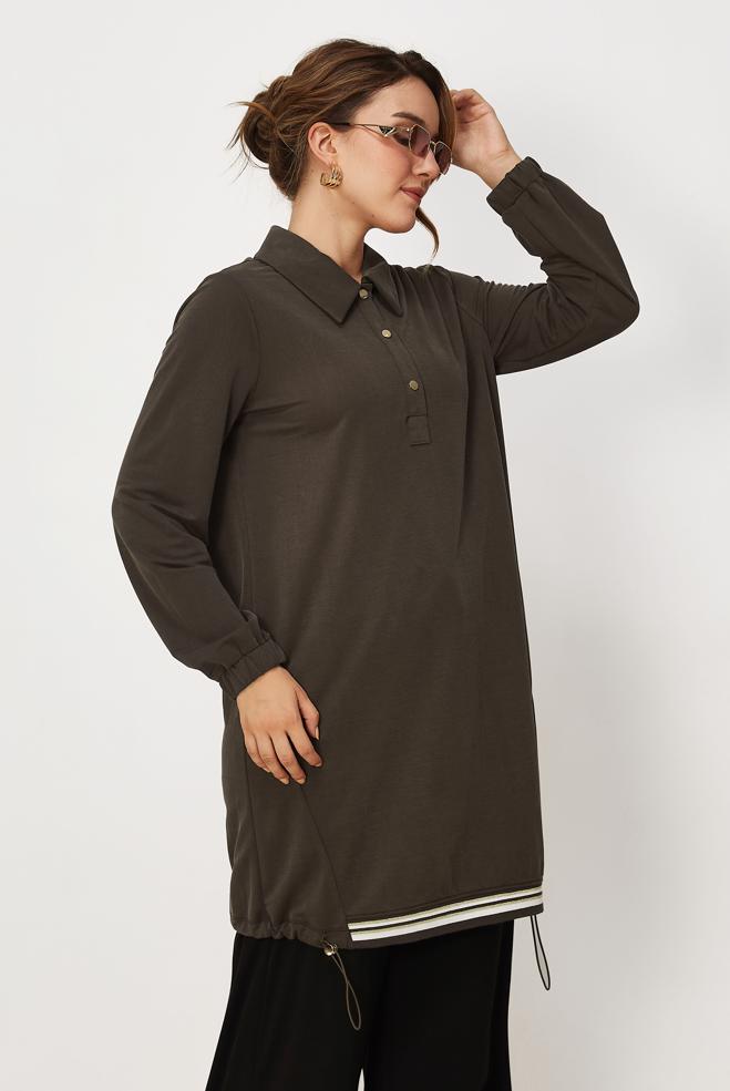 Tesettür giyim KAHVE 46772 FENDİ EŞOFMAN TUNİK 38-46 TEK 40 - ALVİNA