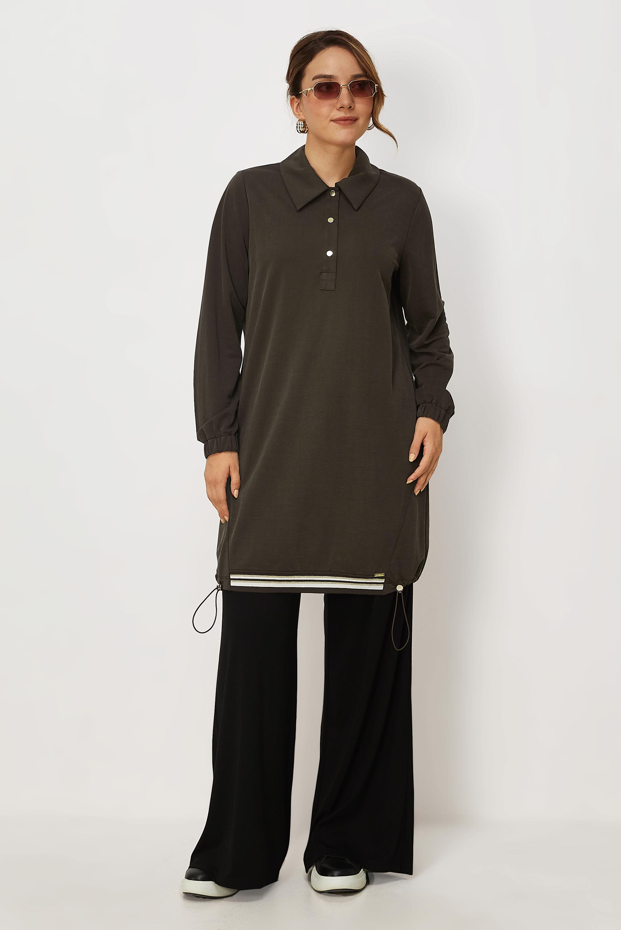 Tesettür giyim KAHVE 46772 FENDİ EŞOFMAN TUNİK 38-46 TEK 40