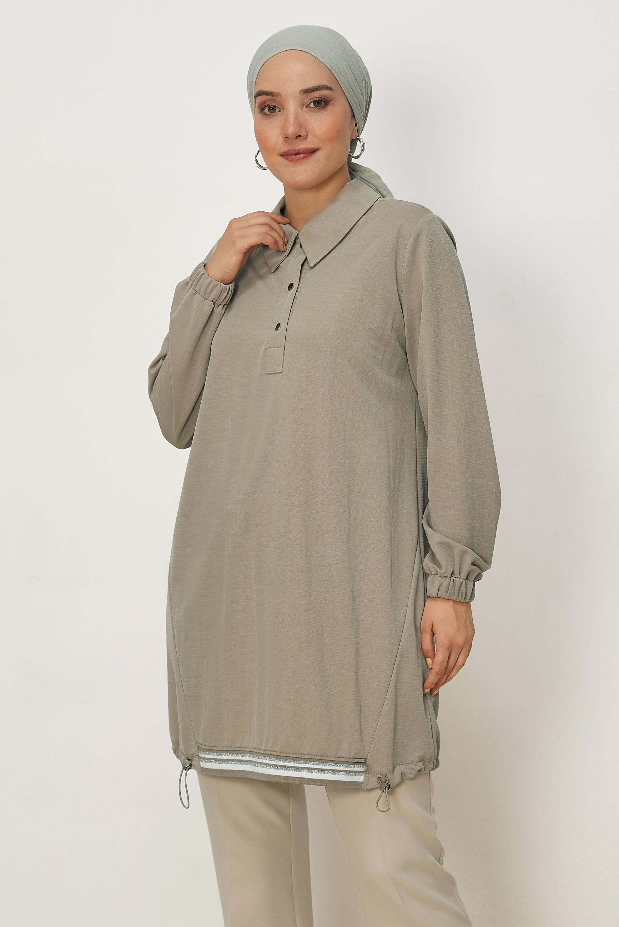 Vêtements hijab SABLE TUNIQUE DE SURVÊTEMENT COL CHEMISE 46772