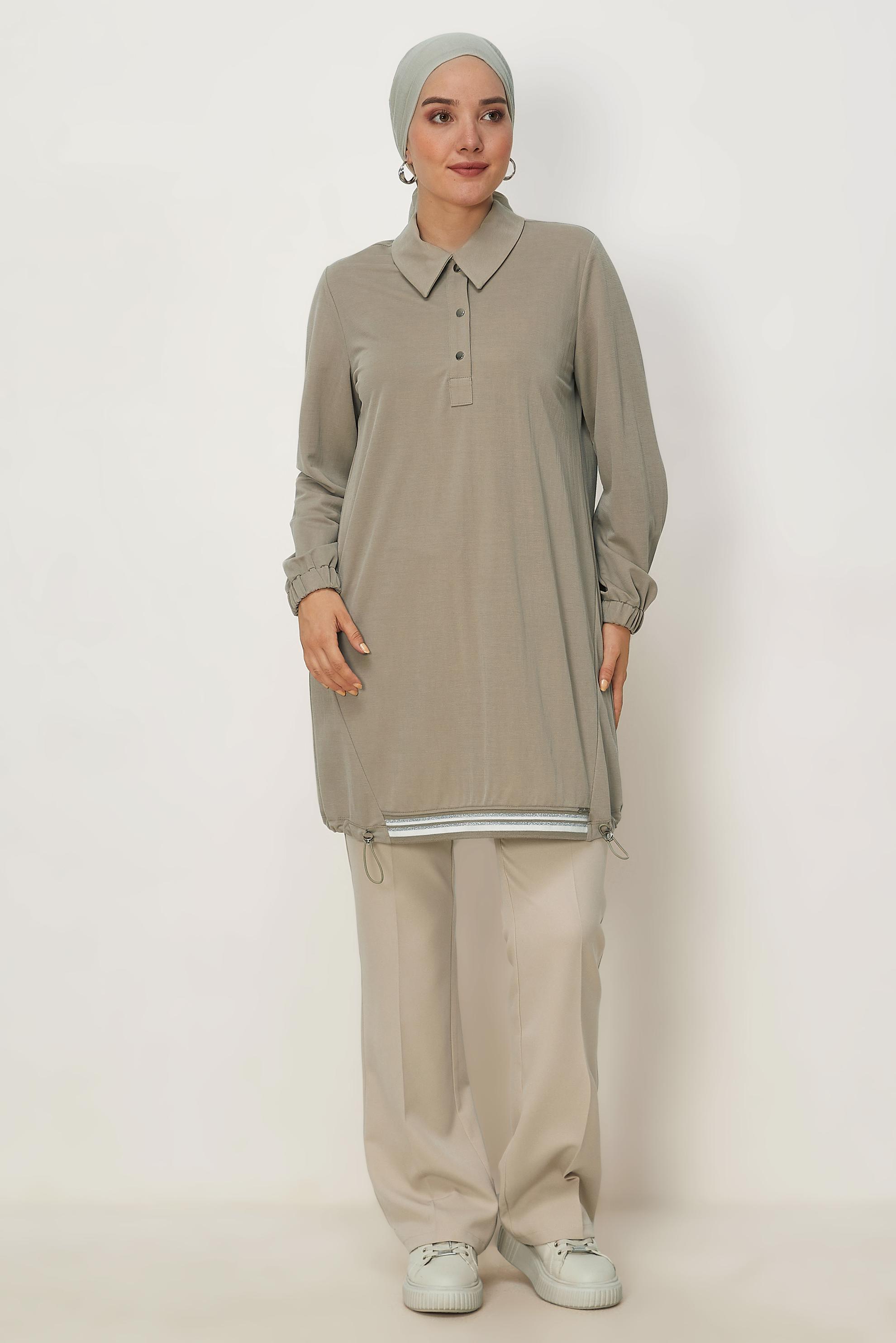 Vêtements hijab SABLE TUNIQUE DE SURVÊTEMENT COL CHEMISE 46772