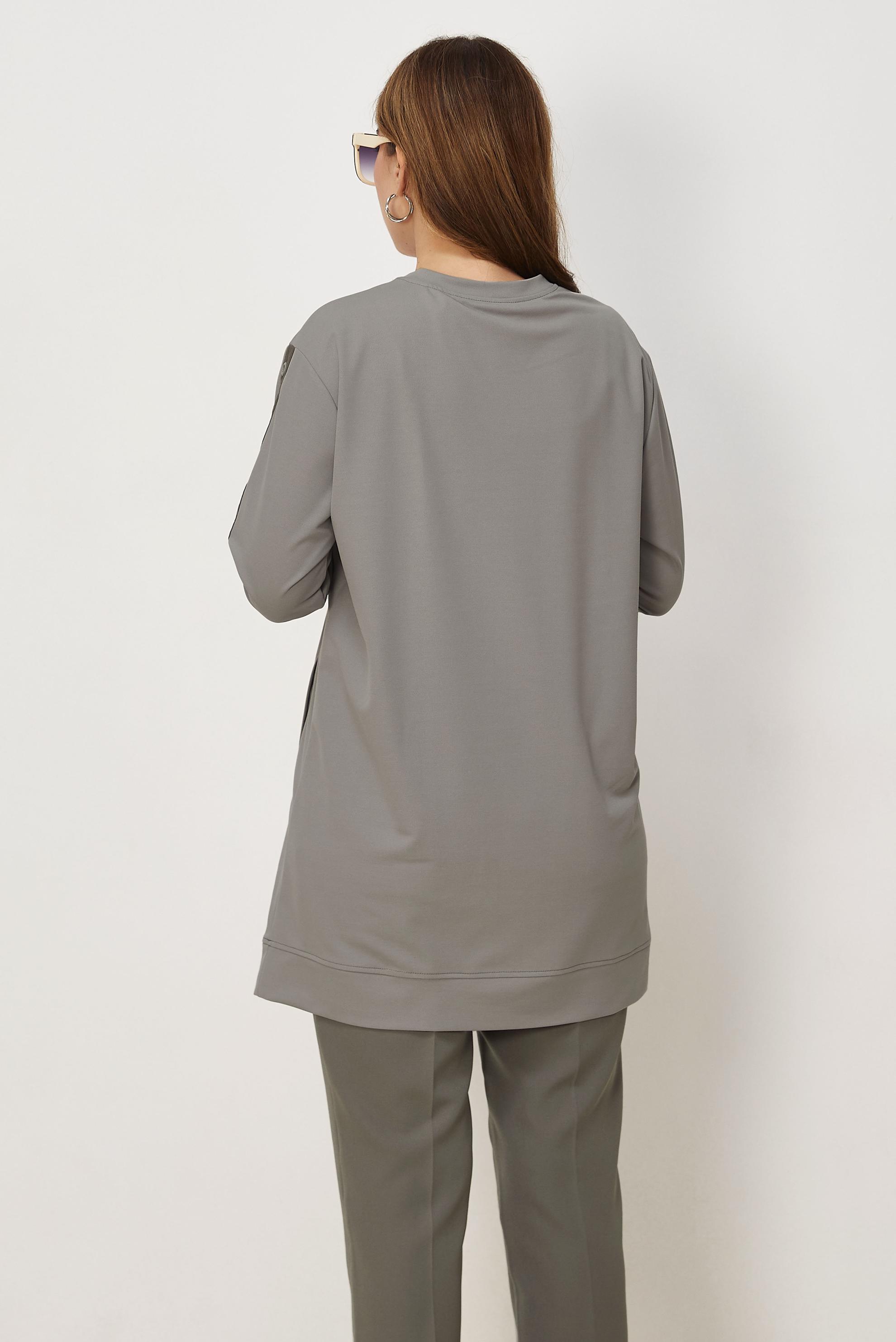 Vêtements hijab GRIS TUNIQUE DE SURVÊTEMENT DÉTAIL ŒILLET 46823