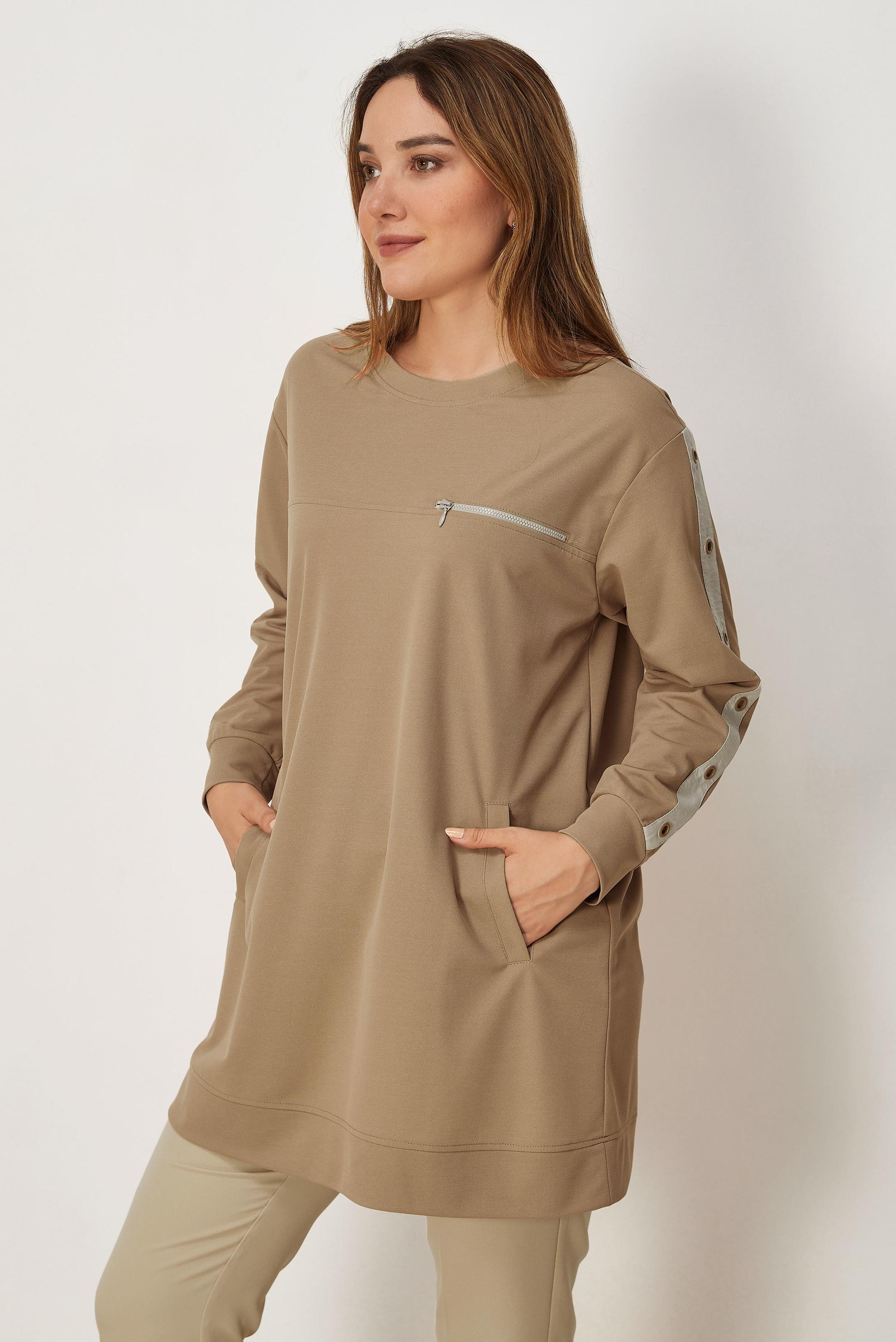 Vêtements hijab BRUN TUNIQUE DE SURVÊTEMENT DÉTAIL ŒILLET 46823