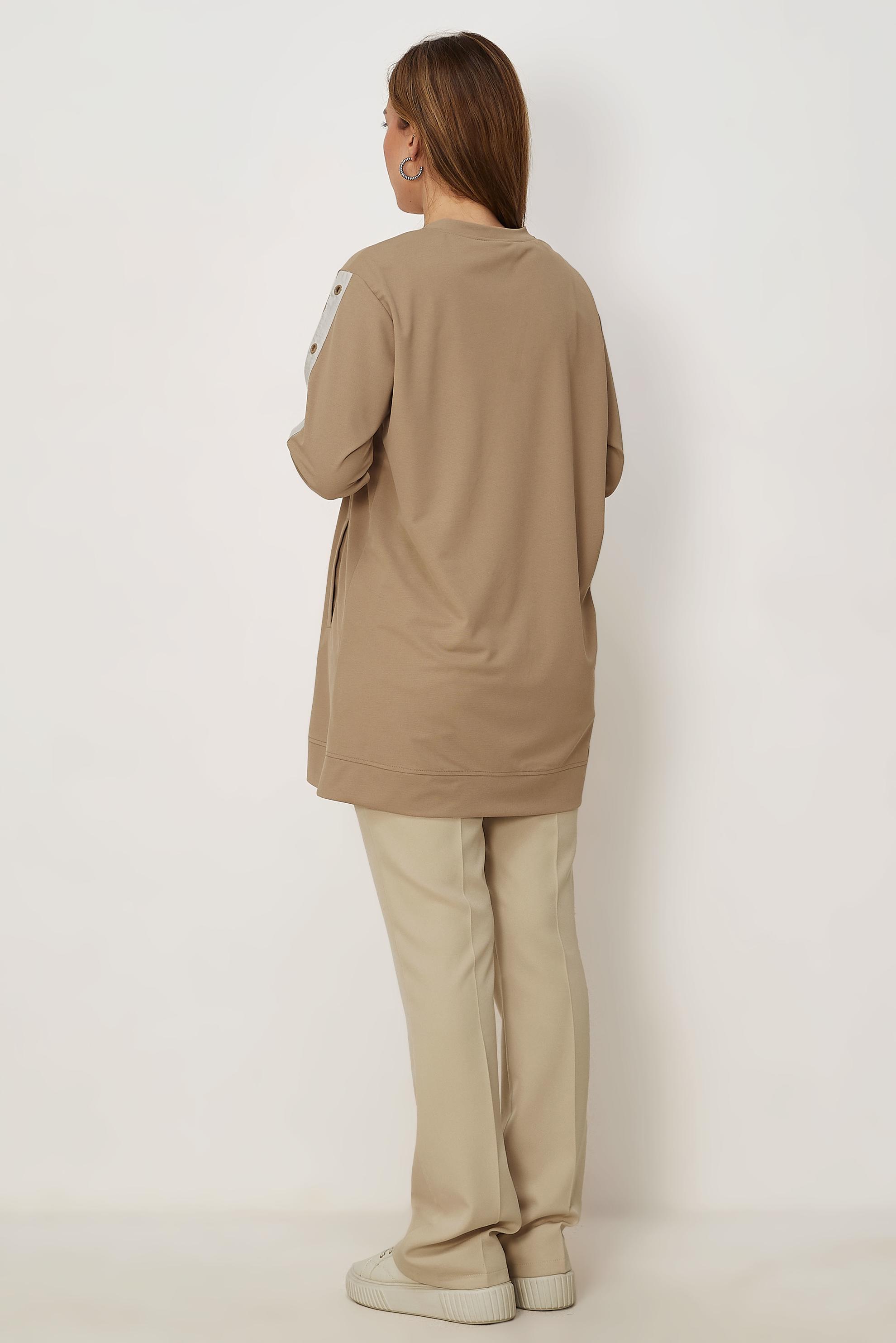 Vêtements hijab BRUN TUNIQUE DE SURVÊTEMENT DÉTAIL ŒILLET 46823
