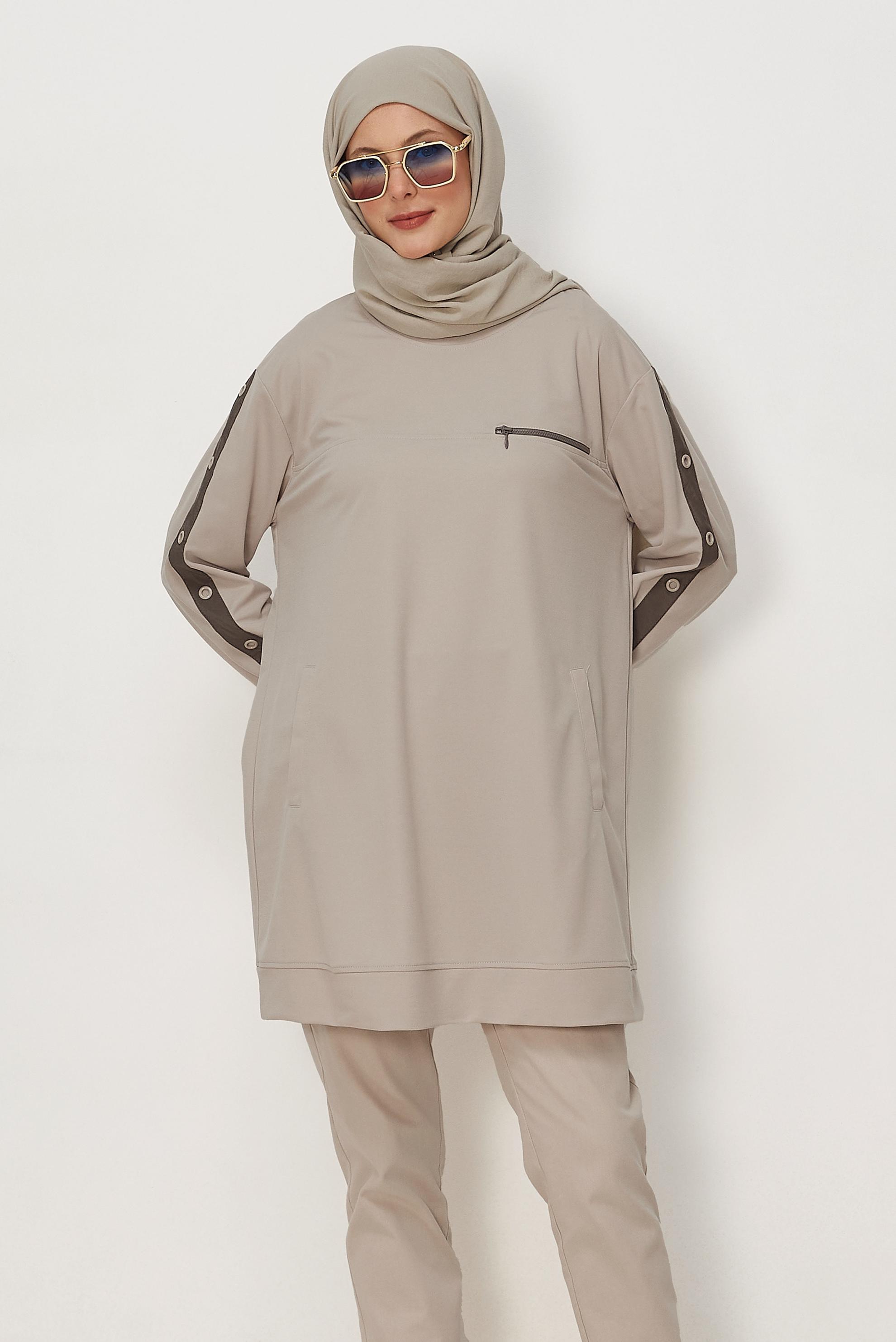 Tesettür giyim BEJ 46823 8537 EŞOFMAN TUNİK 38-46 TEK42