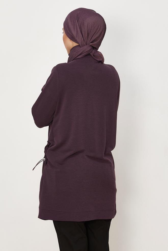 Vêtements hijab PRUNE TUNIQUE DE SURVÊTEMENT MODALE 46828 - ALVİNA