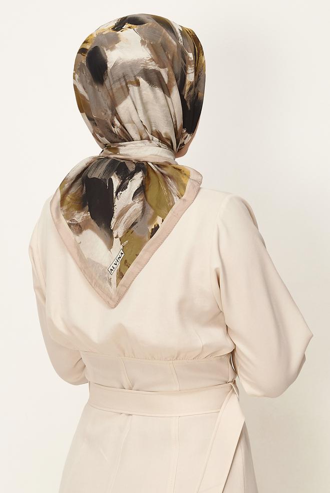 Vêtements hijab BEIGE ÉCHARPE ALVINA À MOTIFS 8625 - ALVİNA