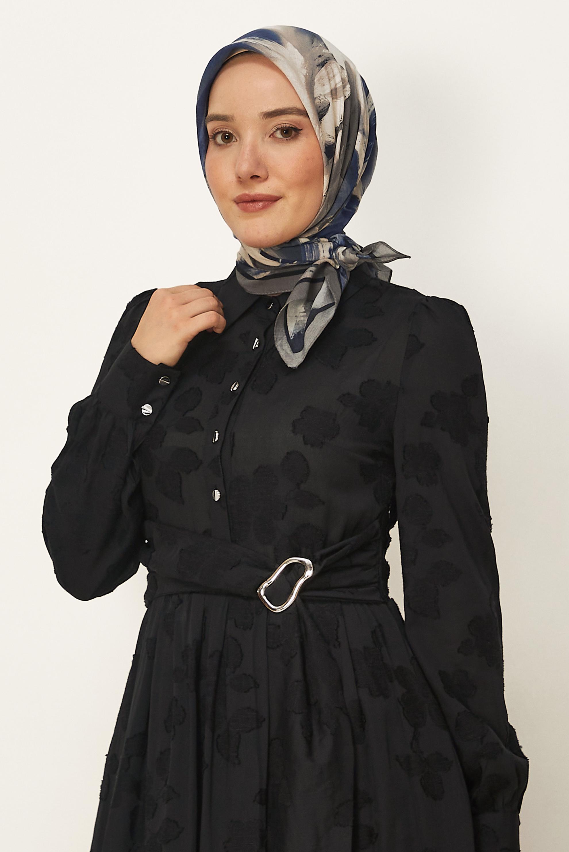 Tesettür giyim GRİ ALVİNA DESENLİ EŞARP 8625