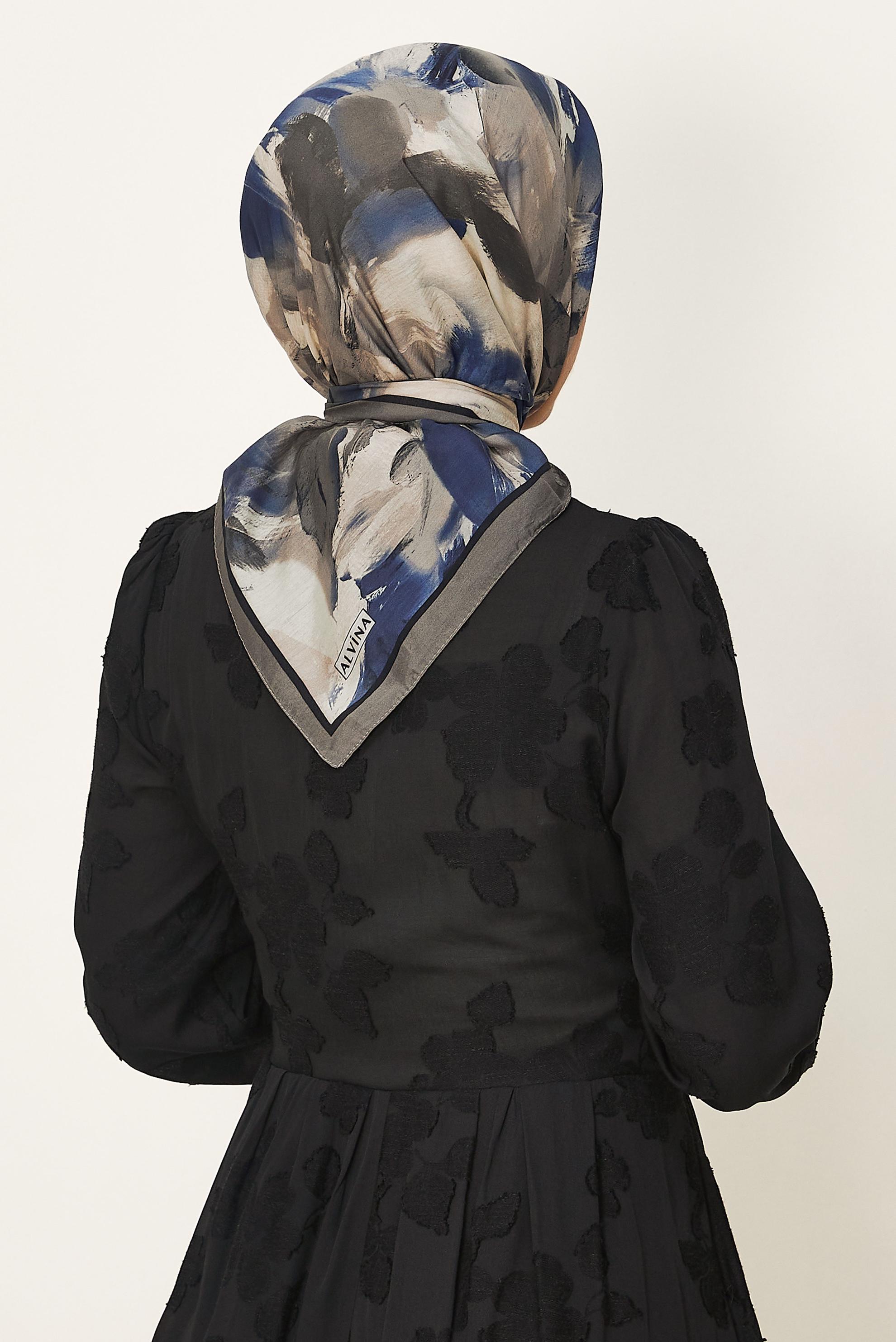Tesettür giyim GRİ ALVİNA DESENLİ EŞARP 8625