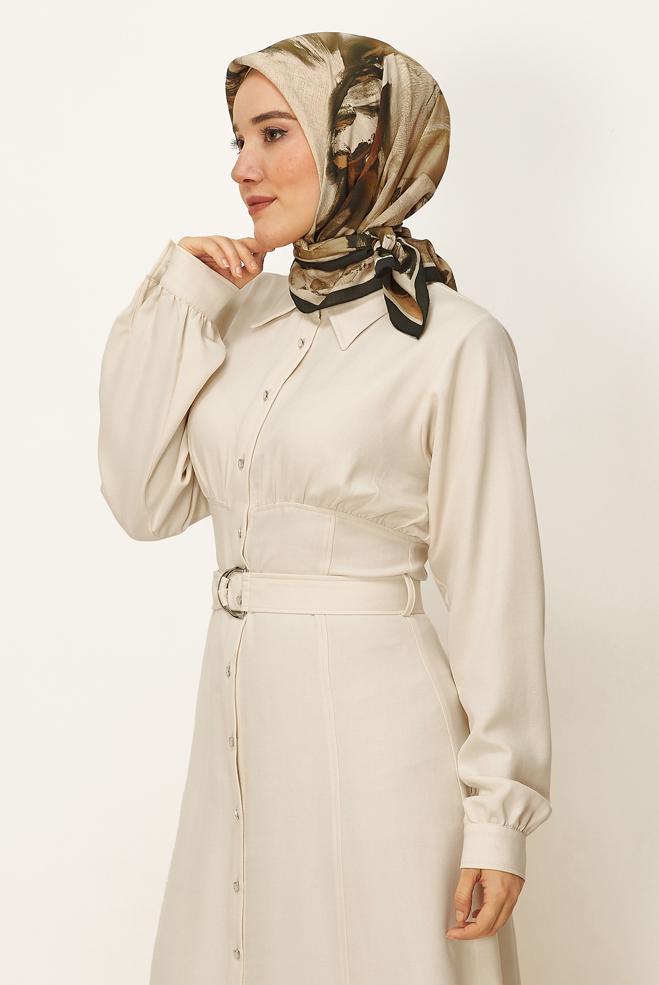 Vêtements hijab KAKI ÉCHARPE ALVINA À MOTIFS 8625 - ALVİNA