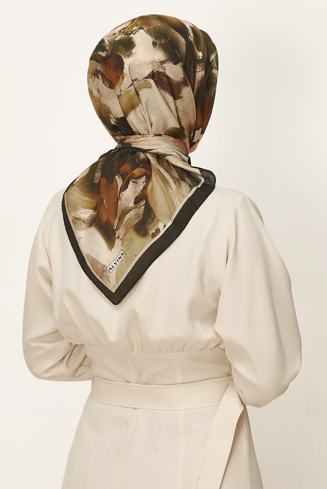 Vêtements hijab KAKI ÉCHARPE ALVINA À MOTIFS 8625 - ALVİNA
