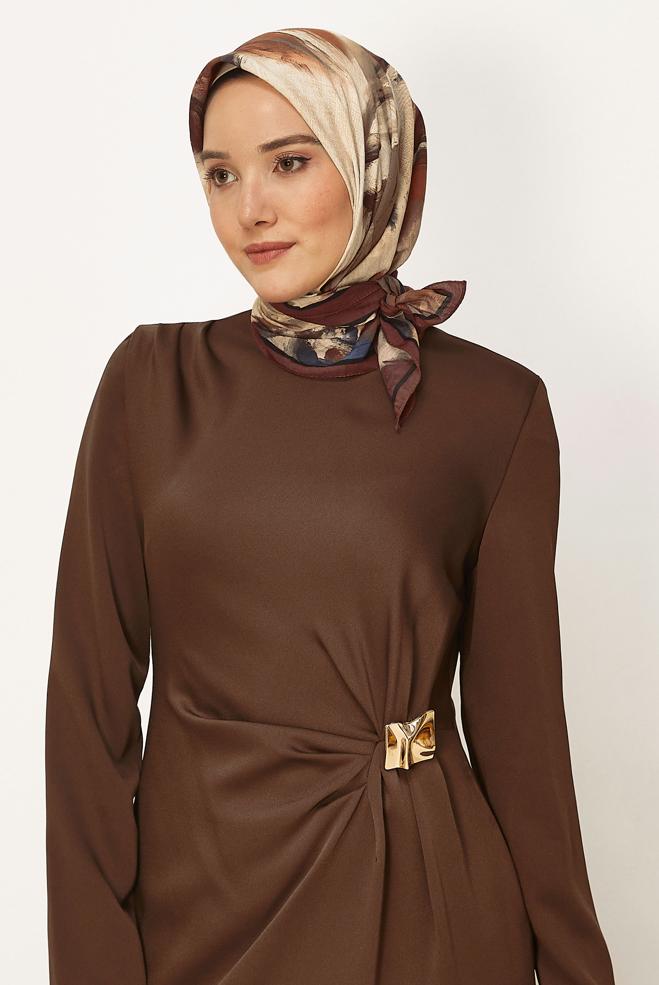 Vêtements hijab ORANGE ÉCHARPE ALVINA À MOTIFS 8625 - ALVİNA