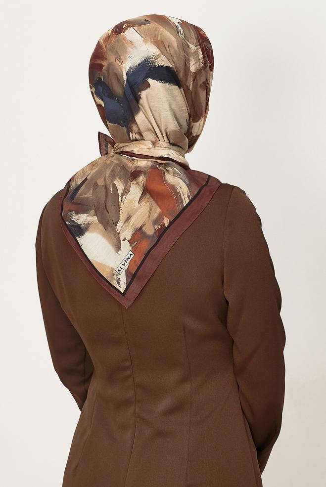 Vêtements hijab ORANGE ÉCHARPE ALVINA À MOTIFS 8625 - ALVİNA
