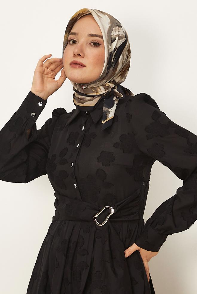 Vêtements hijab BEIGE ÉCHARPE ALVINA À MOTIFS 8625 - ALVİNA