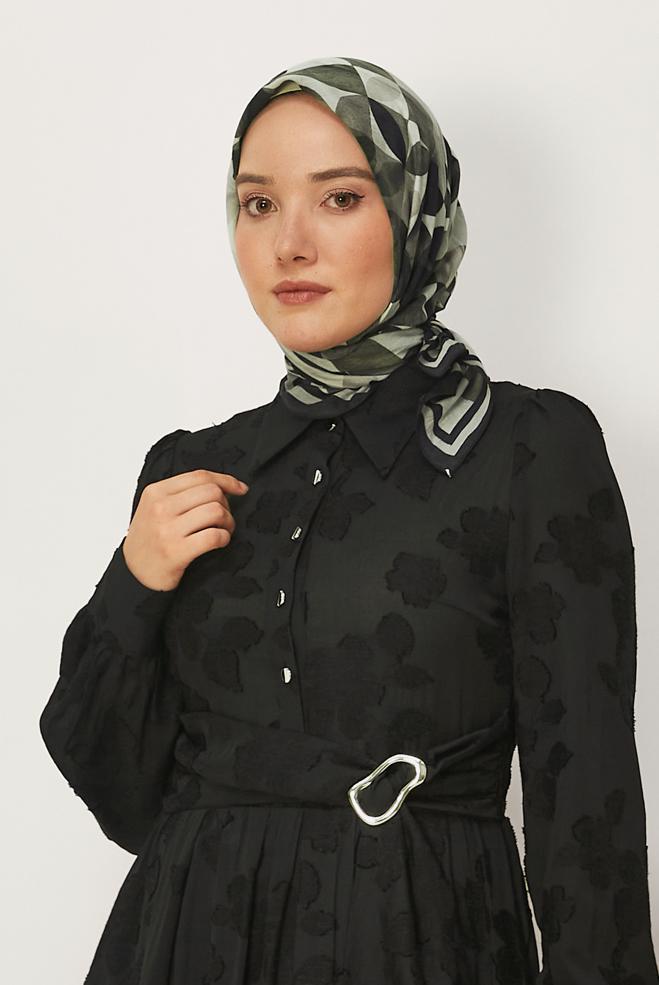 Tesettür giyim SİYAH ALVİNA DESENLİ EŞARP 8626 - ALVİNA