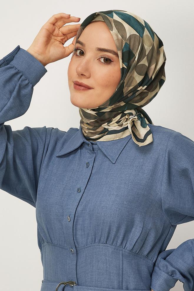 Tesettür giyim BEJ ALVİNA DESENLİ EŞARP 8626 - ALVİNA