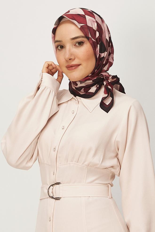 Tesettür giyim BEJ ALVİNA DESENLİ EŞARP 8626 - ALVİNA