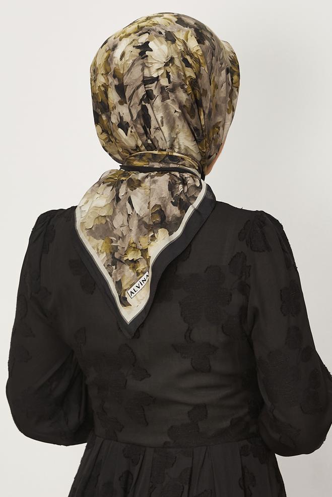 Vêtements hijab NOIR ÉCHARPE ALVINA À MOTIFS 8627 - ALVİNA