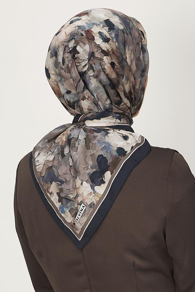 Hijab clothing NAVY BLUE ALVINA PATTERNED SCARF 8627 - ALVİNA