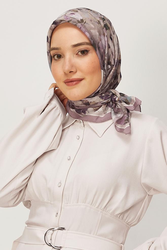 Hijab clothing POWDER ALVINA PATTERNED SCARF 8627 - ALVİNA