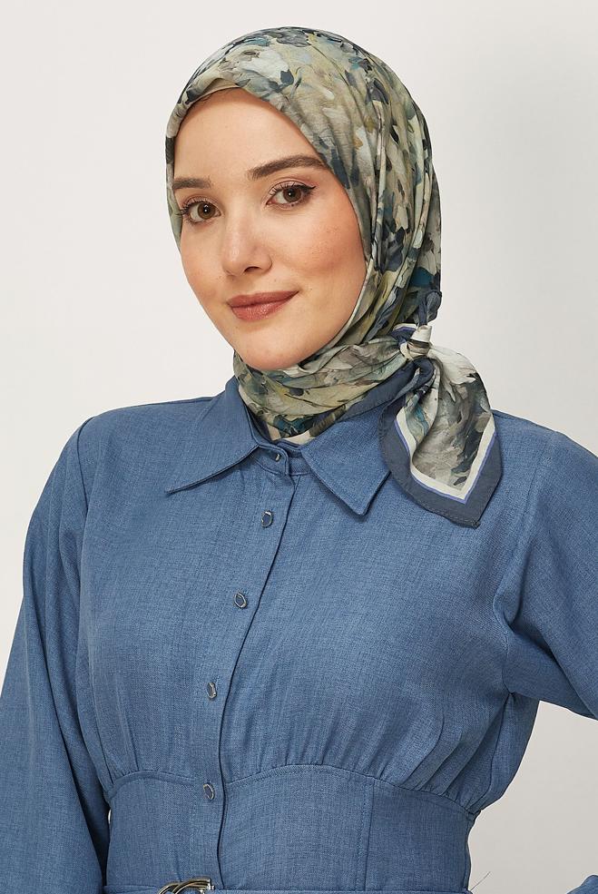 Hijab clothing NAVY BLUE ALVINA PATTERNED SCARF 8627 - ALVİNA