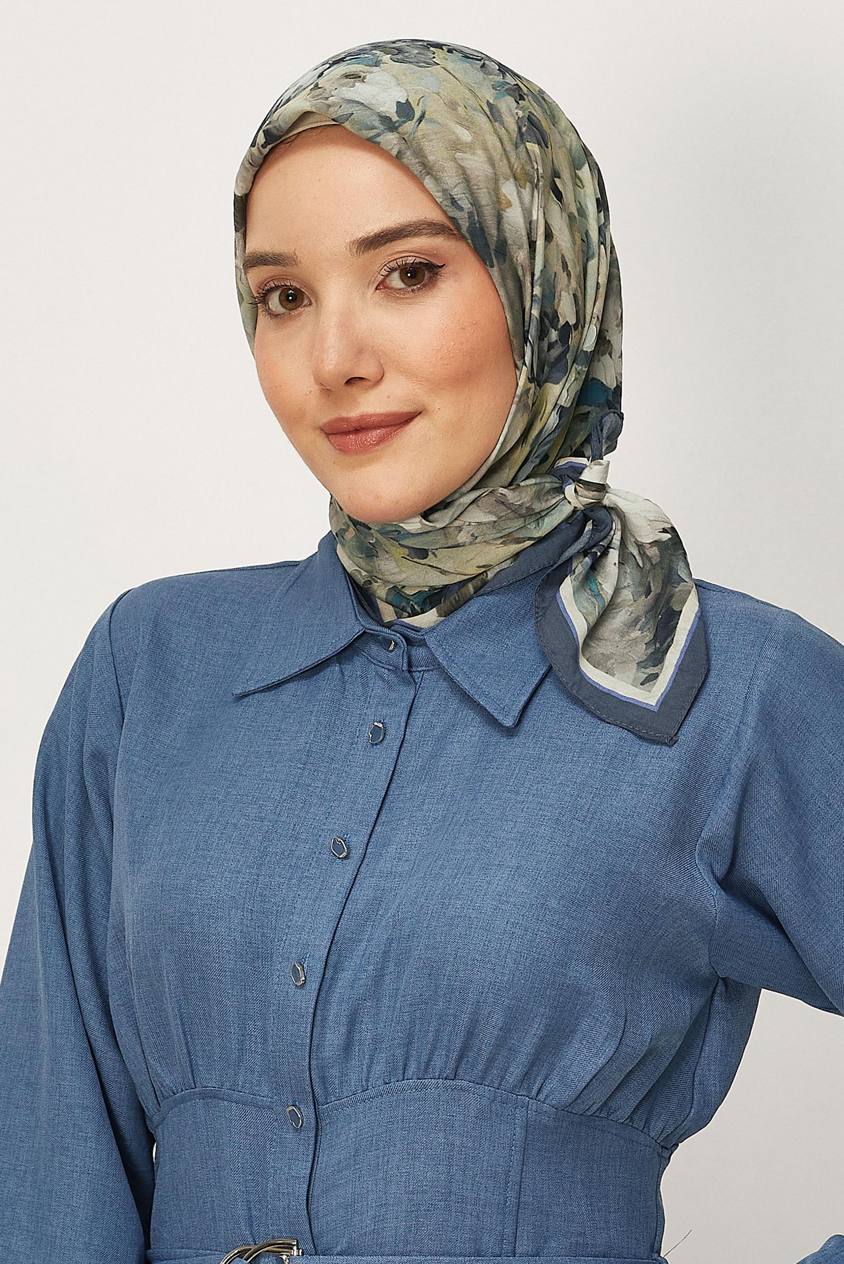 Hijab clothing NAVY BLUE ALVINA PATTERNED SCARF 8627