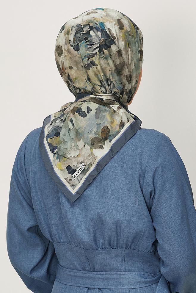 Hijab clothing NAVY BLUE ALVINA PATTERNED SCARF 8627 - ALVİNA