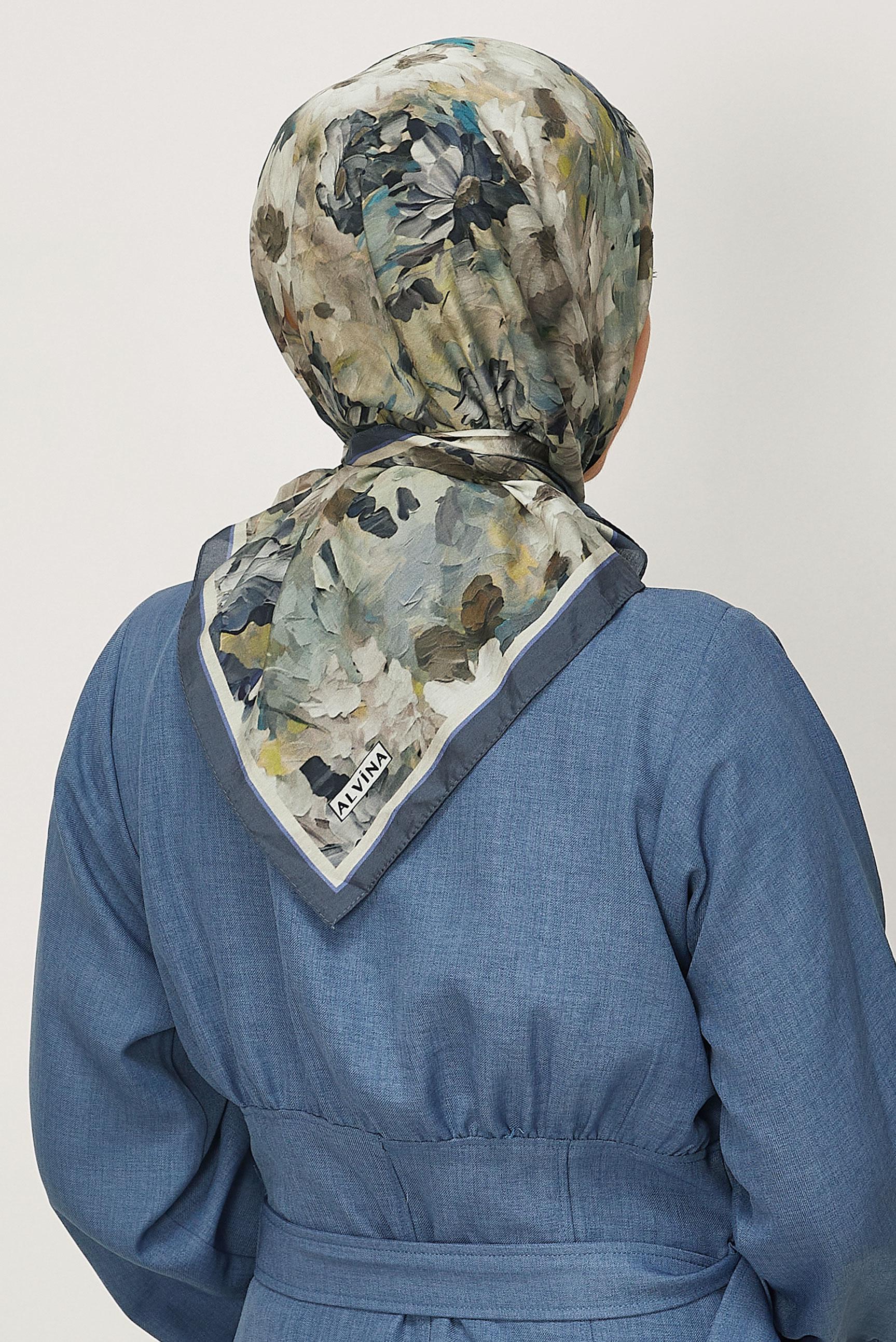 Hijab clothing NAVY BLUE ALVINA PATTERNED SCARF 8627