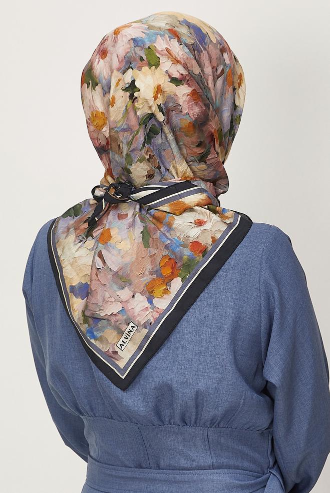 Hijab clothing BEIGE ALVINA PATTERNED SCARF 8627 - ALVİNA