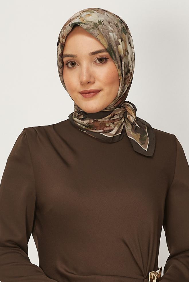 Hijab clothing BEIGE ALVINA PATTERNED SCARF 8627 - ALVİNA