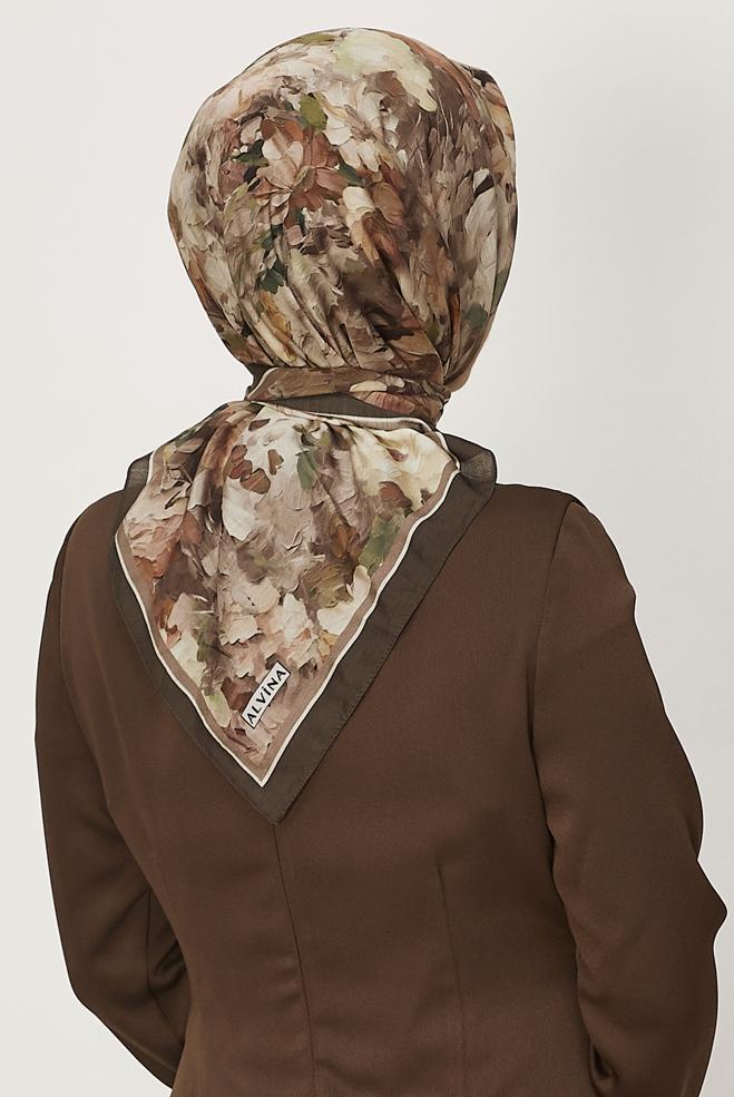 Hijab clothing BEIGE ALVINA PATTERNED SCARF 8627 - ALVİNA