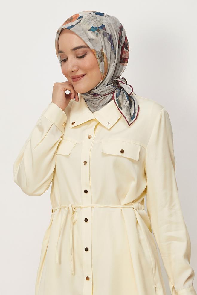 Vêtements hijab BEIGE ALVINA ÉCHARPE NATURELLE À MOTIFS 8633 - ALVİNA