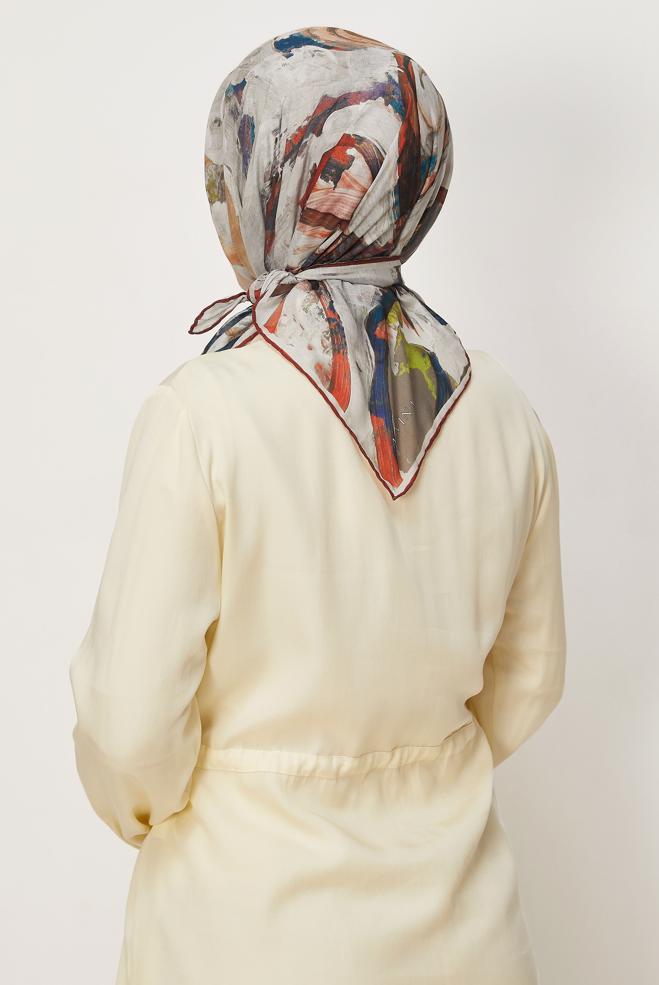Vêtements hijab BEIGE ALVINA ÉCHARPE NATURELLE À MOTIFS 8633 - ALVİNA