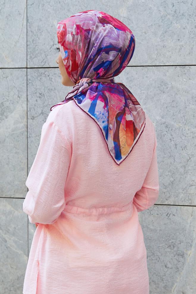 Hijab clothing FUCHSIA ALVINA PATTERNED NATURAL SCARF 8633 - ALVİNA