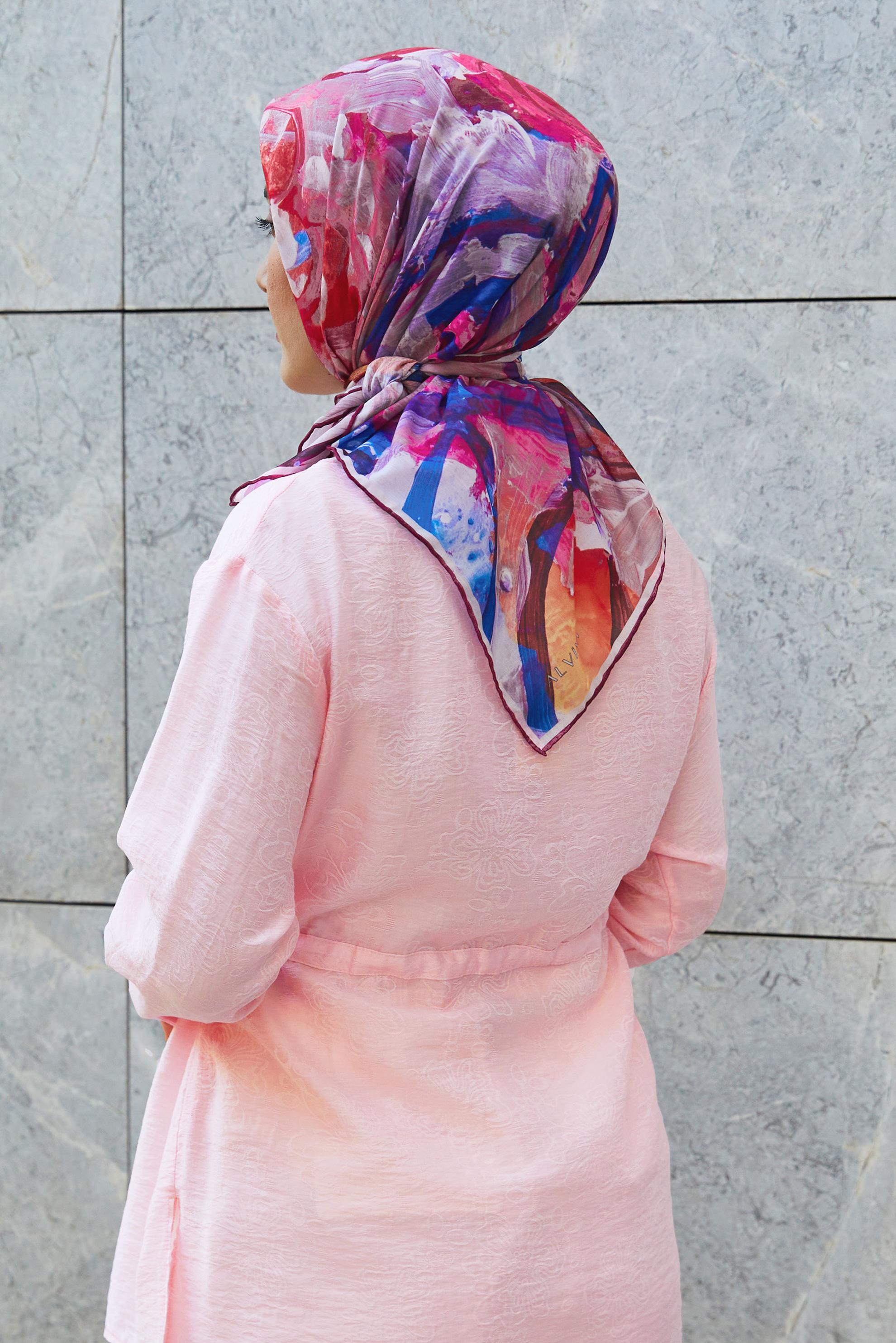 Hijab clothing FUCHSIA ALVINA PATTERNED NATURAL SCARF 8633