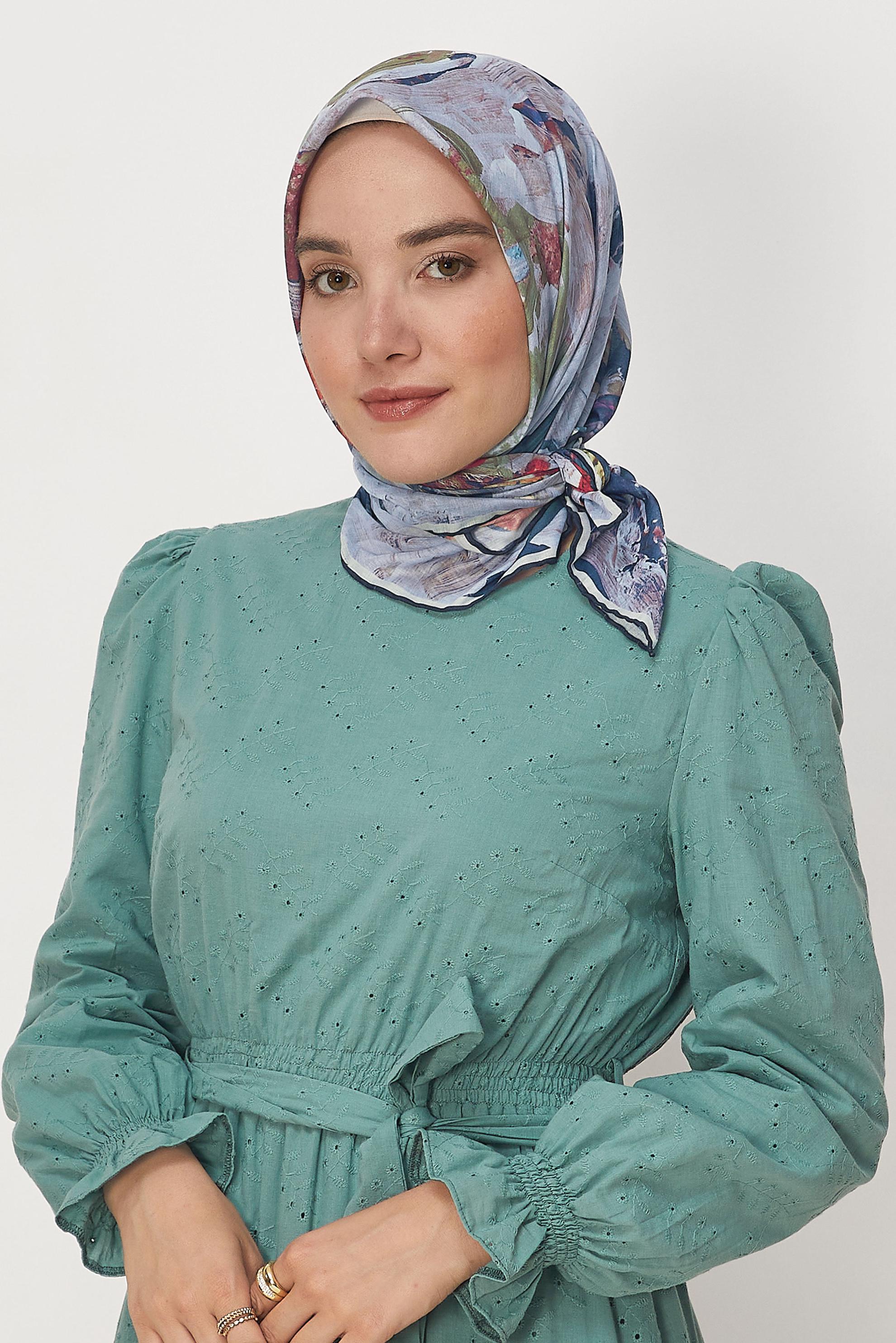 Hijab clothing NAVY BLUE ALVINA PATTERNED NATURAL SCARF 8633