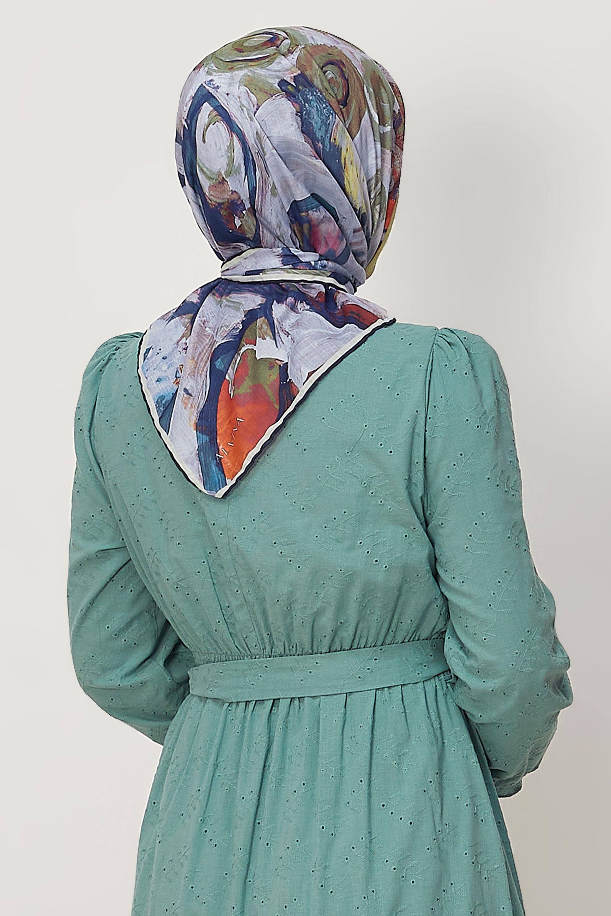 Hijab clothing NAVY BLUE ALVINA PATTERNED NATURAL SCARF 8633