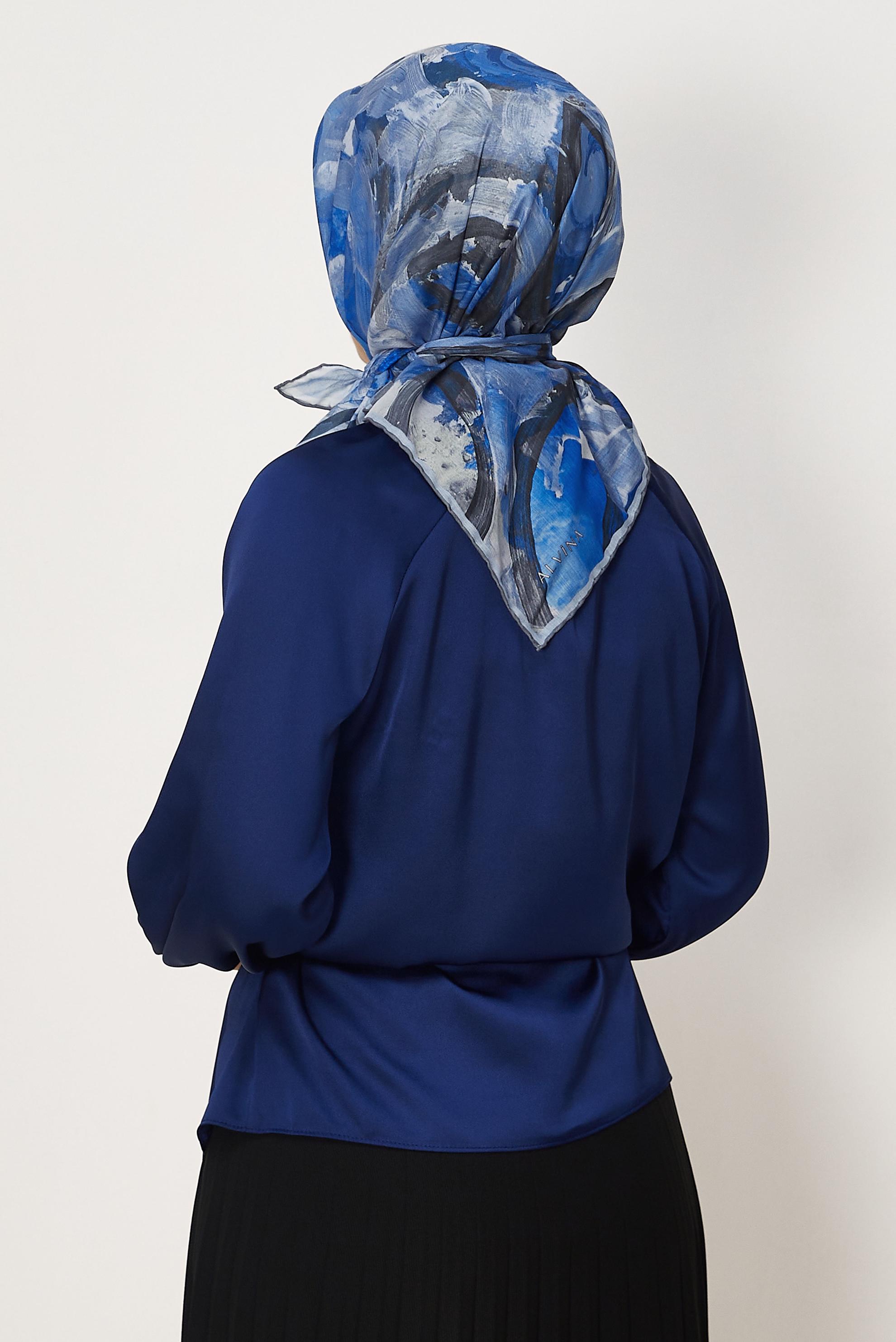 Hijab clothing NAVY BLUE ALVINA PATTERNED NATURAL SCARF 8633